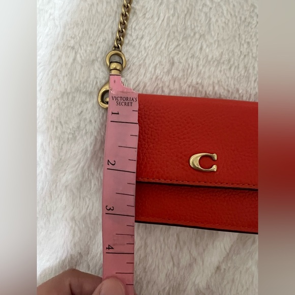 Coach Orange Crossbody Bag with Gold Chain Half-Flap Card Case - Picture 7 of 15